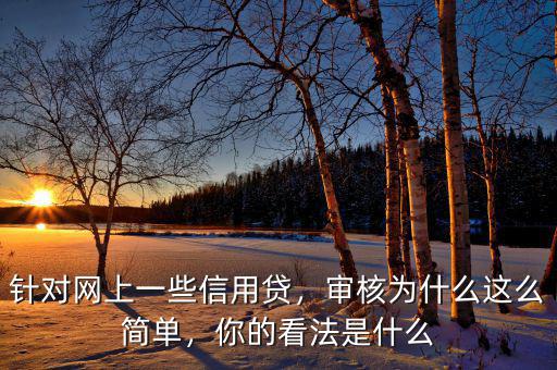 針對(duì)網(wǎng)上一些信用貸，審核為什么這么簡(jiǎn)單，你的看法是什么