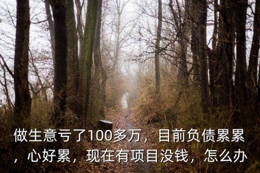 做生意虧了100多萬(wàn)，目前負(fù)債累累，心好累，現(xiàn)在有項(xiàng)目沒錢，怎么辦