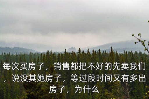 每次買(mǎi)房子，銷(xiāo)售都把不好的先賣(mài)我們，說(shuō)沒(méi)其她房子，等過(guò)段時(shí)間又有多出房子，為什么