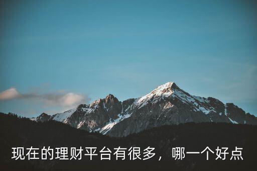 現(xiàn)在的理財平臺有很多，哪一個好點