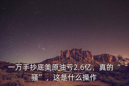 一萬(wàn)手抄底美原油虧2.6億，真的“騷”，這是什么操作