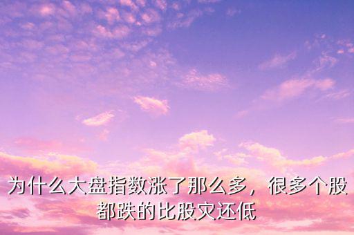 為什么大盤指數漲了那么多，很多個股都跌的比股災還低