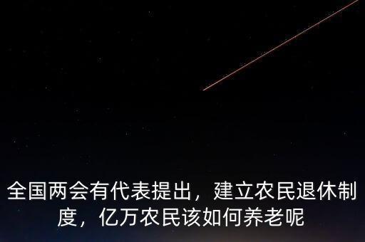 全國兩會有代表提出，建立農(nóng)民退休制度，億萬農(nóng)民該如何養(yǎng)老呢