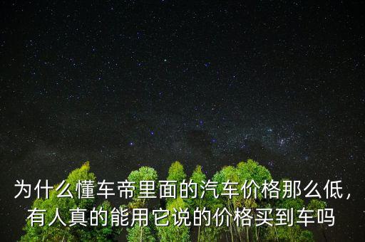 為什么懂車帝里面的汽車價格那么低，有人真的能用它說的價格買到車嗎