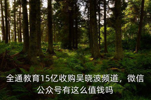 全通教育15億收購吳曉波頻道，微信公眾號(hào)有這么值錢嗎