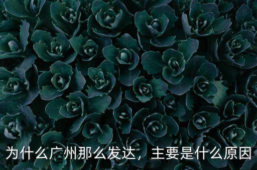 為什么廣州那么發(fā)達，主要是什么原因