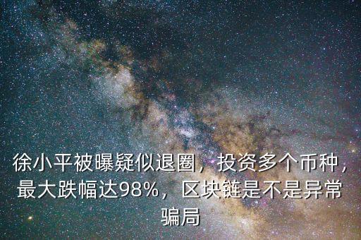 徐小平被曝疑似退圈，投資多個幣種，最大跌幅達(dá)98%，區(qū)塊鏈?zhǔn)遣皇钱惓ｒ_局