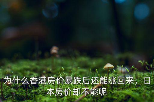 為什么香港房價暴跌后還能漲回來，日本房價卻不能呢