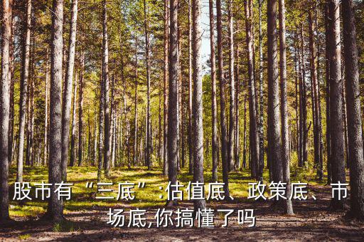 股市有“三底”:估值底、政策底、市場底,你搞懂了嗎
