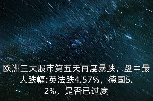歐洲三大股市第五天再度暴跌，盤中最大跌幅:英法跌4.57%，德國5.2%，是否已過度