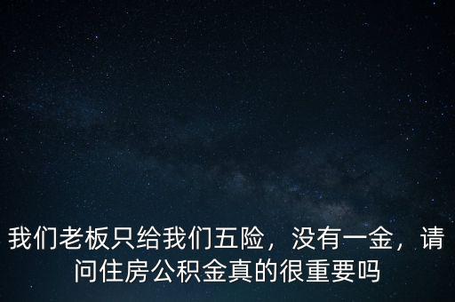 我們老板只給我們五險(xiǎn)，沒(méi)有一金，請(qǐng)問(wèn)住房公積金真的很重要嗎