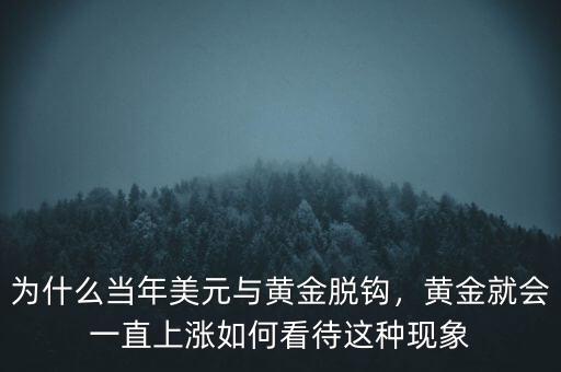 為什么當年美元與黃金脫鉤，黃金就會一直上漲如何看待這種現(xiàn)象