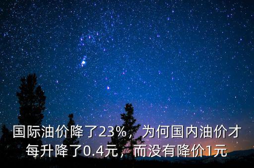 國際油價(jià)降了23%，為何國內(nèi)油價(jià)才每升降了0.4元，而沒有降價(jià)1元