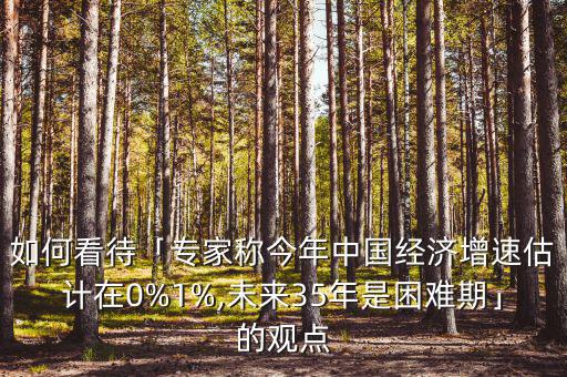 如何看待「專(zhuān)家稱(chēng)今年中國(guó)經(jīng)濟(jì)增速估計(jì)在0%1%,未來(lái)35年是困難期」的觀點(diǎn)