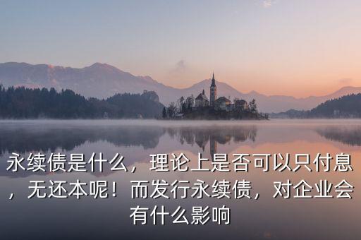 永續(xù)債是什么，理論上是否可以只付息，無(wú)還本呢！而發(fā)行永續(xù)債，對(duì)企業(yè)會(huì)有什么影響