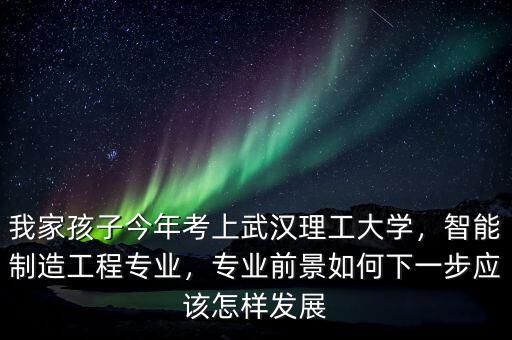 我家孩子今年考上武漢理工大學(xué)，智能制造工程專業(yè)，專業(yè)前景如何下一步應(yīng)該怎樣發(fā)展