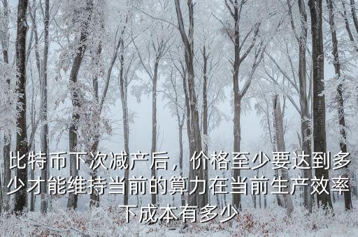 比特幣下次減產(chǎn)后，價格至少要達到多少才能維持當(dāng)前的算力在當(dāng)前生產(chǎn)效率下成本有多少
