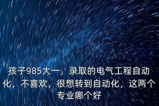 孩子985大一，錄取的電氣工程自動化，不喜歡，很想轉(zhuǎn)到自動化，這兩個專業(yè)哪個好