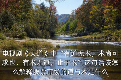 電視劇《天道》中“有道無(wú)術(shù)，術(shù)尚可求也，有術(shù)無(wú)道，止于術(shù)”這句話該怎么解釋股票市場(chǎng)的道與術(shù)是什么