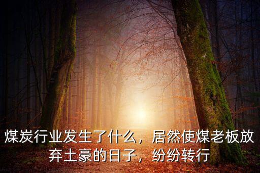 煤炭行業(yè)發(fā)生了什么，居然使煤老板放棄土豪的日子，紛紛轉(zhuǎn)行