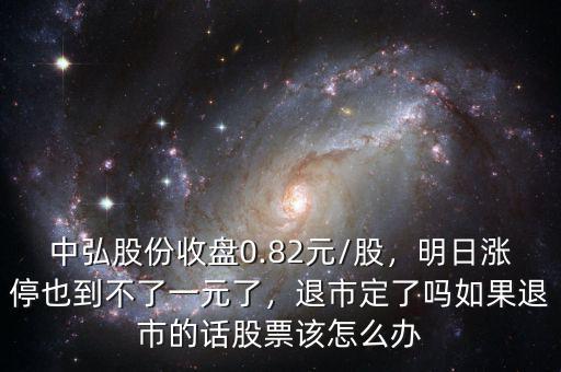 中弘股份收盤0.82元/股，明日漲停也到不了一元了，退市定了嗎如果退市的話股票該怎么辦