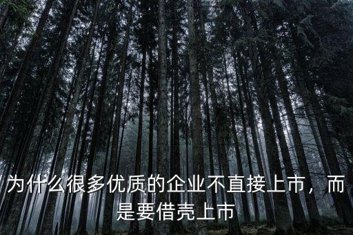 為什么很多優(yōu)質的企業(yè)不直接上市，而是要借殼上市