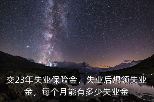 交23年失業(yè)保險金，失業(yè)后想領(lǐng)失業(yè)金，每個月能有多少失業(yè)金