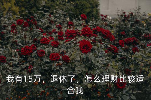 我有15萬，退休了，怎么理財比較適合我
