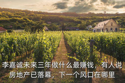 李嘉誠(chéng)未來(lái)三年做什么最賺錢，有人說(shuō)房地產(chǎn)已落幕，下一個(gè)風(fēng)口在哪里
