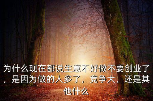 為什么現(xiàn)在都說生意不好做不要?jiǎng)?chuàng)業(yè)了，是因?yàn)樽龅娜硕嗔耍偁幋?，還是其他什么