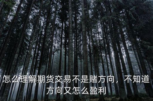 怎么理解期貨交易不是賭方向，不知道方向又怎么盈利