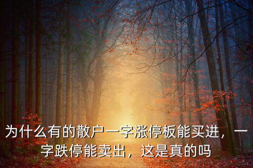 為什么有的散戶一字漲停板能買進，一字跌停能賣出，這是真的嗎