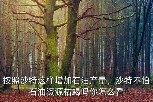 按照沙特這樣增加石油產(chǎn)量，沙特不怕石油資源枯竭嗎你怎么看