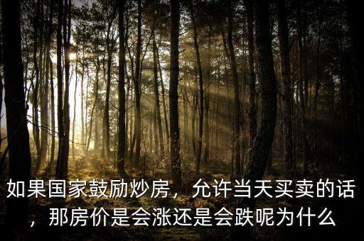如果國(guó)家鼓勵(lì)炒房，允許當(dāng)天買賣的話，那房?jī)r(jià)是會(huì)漲還是會(huì)跌呢為什么