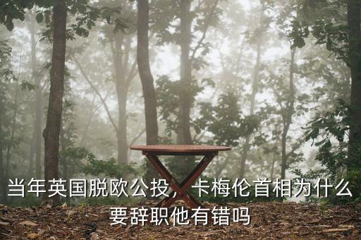 當(dāng)年英國(guó)脫歐公投，卡梅倫首相為什么要辭職他有錯(cuò)嗎