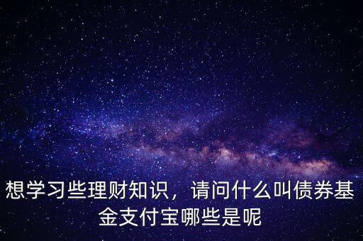 想學(xué)習(xí)些理財知識，請問什么叫債券基金支付寶哪些是呢