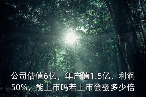 公司估值6億，年產(chǎn)值1.5億，利潤(rùn)50%，能上市嗎若上市會(huì)翻多少倍
