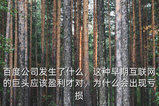 百度公司發(fā)生了什么，這種早期互聯(lián)網(wǎng)的巨頭應(yīng)該盈利才對，為什么會出現(xiàn)虧損