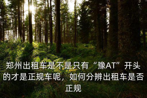 鄭州出租車是不是只有“豫AT”開(kāi)頭的才是正規(guī)車呢，如何分辨出租車是否正規(guī)