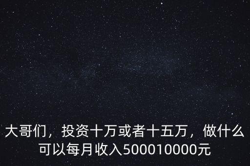 大哥們，投資十萬或者十五萬，做什么可以每月收入500010000元
