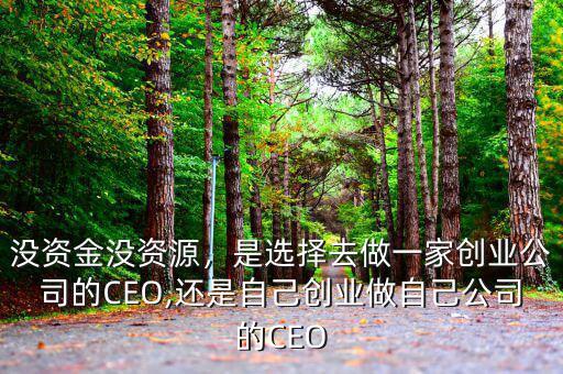 沒資金沒資源，是選擇去做一家創(chuàng)業(yè)公司的CEO,還是自己創(chuàng)業(yè)做自己公司的CEO