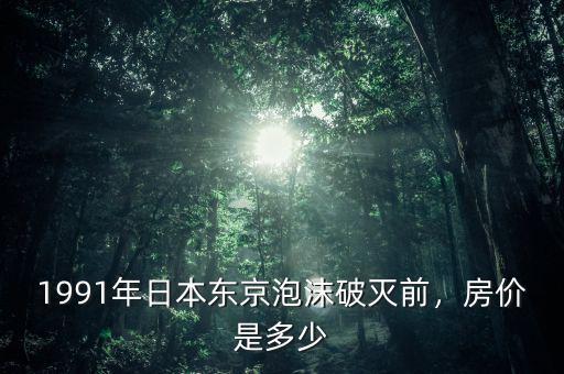 1991年日本東京泡沫破滅前，房?jī)r(jià)是多少