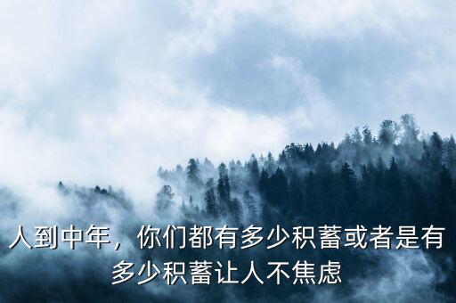 人到中年，你們都有多少積蓄或者是有多少積蓄讓人不焦慮