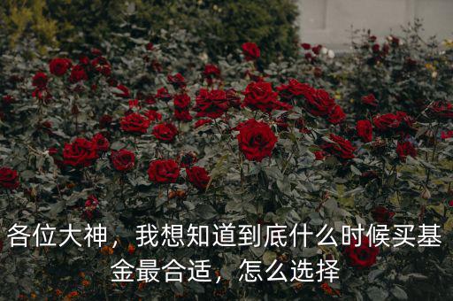 各位大神，我想知道到底什么時候買基金最合適，怎么選擇