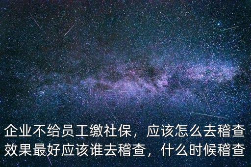 企業(yè)不給員工繳社保，應該怎么去稽查效果最好應該誰去稽查，什么時候稽查