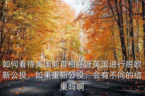 如何看待英國前首相呼吁英國進行脫歐新公投，如果重新公投，會有不同的結果嗎啊