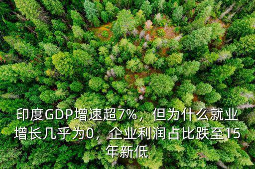 印度GDP增速超7%，但為什么就業(yè)增長(zhǎng)幾乎為0，企業(yè)利潤(rùn)占比跌至15年新低