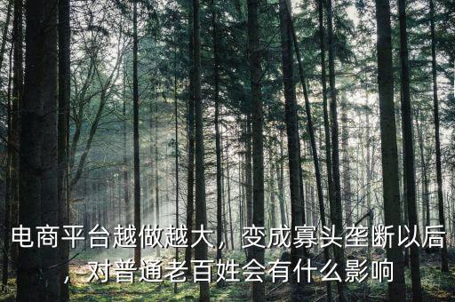 電商平臺越做越大，變成寡頭壟斷以后，對普通老百姓會有什么影響