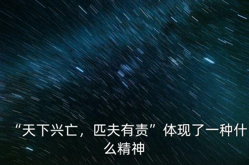“天下興亡，匹夫有責”體現(xiàn)了一種什么精神