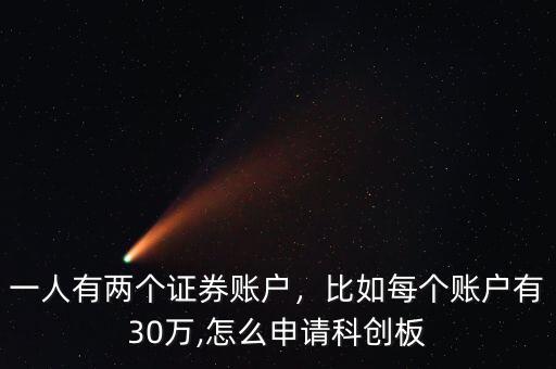 一人有兩個證券賬戶，比如每個賬戶有30萬,怎么申請科創(chuàng)板